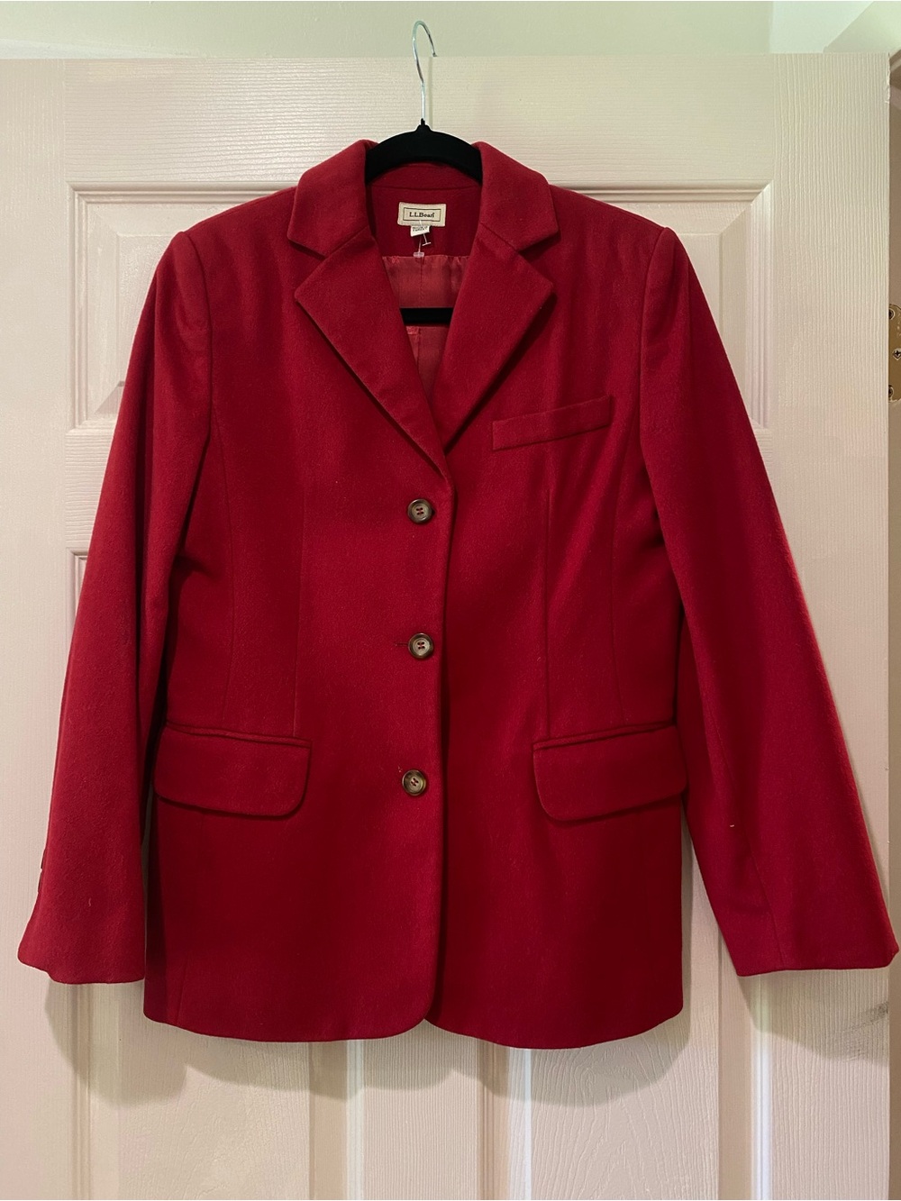 L.L. Bean Women's Red Single-Breasted Wool & Cashmere Vintage Blazer size 4